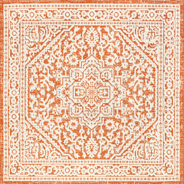 Sinjuri Medallion Textured Weave Indoor/outdoor Square Rug
